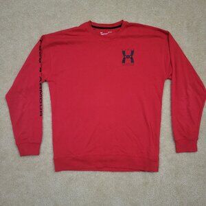 Under Armour Red Crewneck Sweatshirt Men’s L Loose Fit Logo Sleeve athleisure